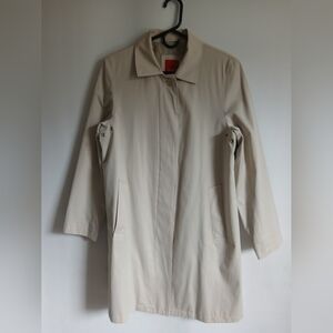 Women's Esprit Beige Lined Poplin Canvas Mid Length Coat SzSm Pockets